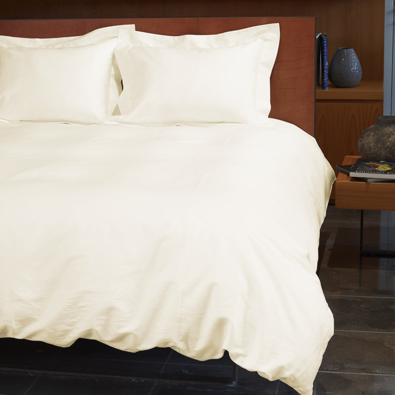 Raffaello Sateen Duvet Cover, Ivory, King Duvet Cover