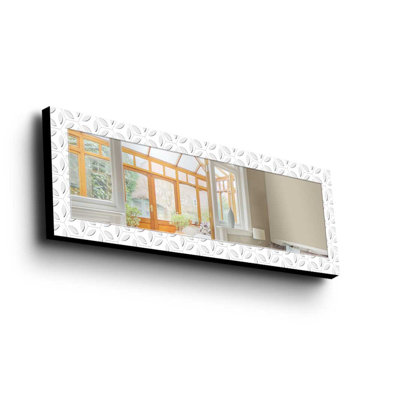 Elegant Decorative Mirror with 100% Pine Wood Frame, 15.7 x 47.2 inches | Real Glass Mirror (Thickness: 0.2 inches) | Stylish Fabric Painting | Ideal for Living Room, Bedroom & Entryway Decor