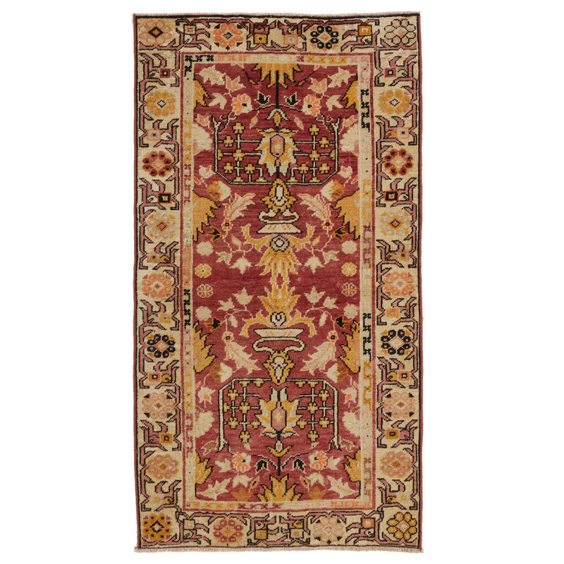 Tapis tribal turc 3 x 5 rouge et multicolore Anatolian