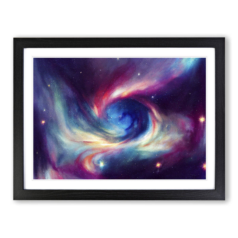 Neon Galaxy Vol.2 - Single Picture Frame Print, Black , 46cm H x 64cm W