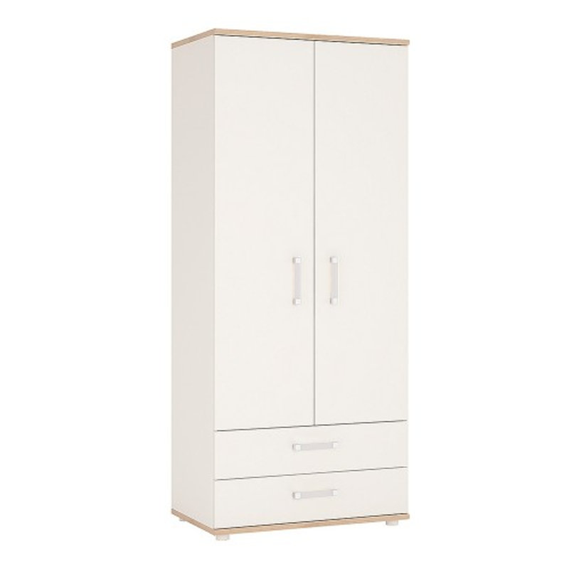 Lica 2 Door Solid Wood Wardrobe, Opalino