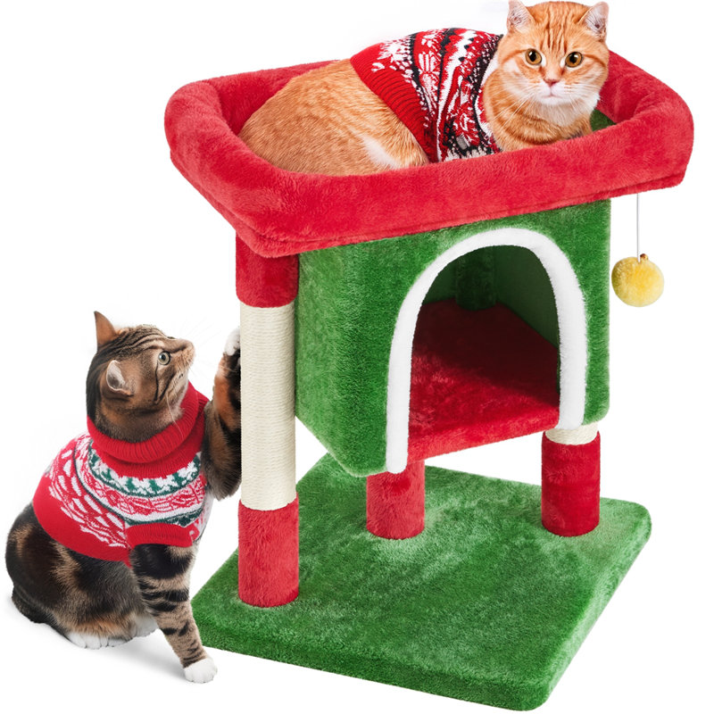 color 59cm Cat Tree, Red/Green