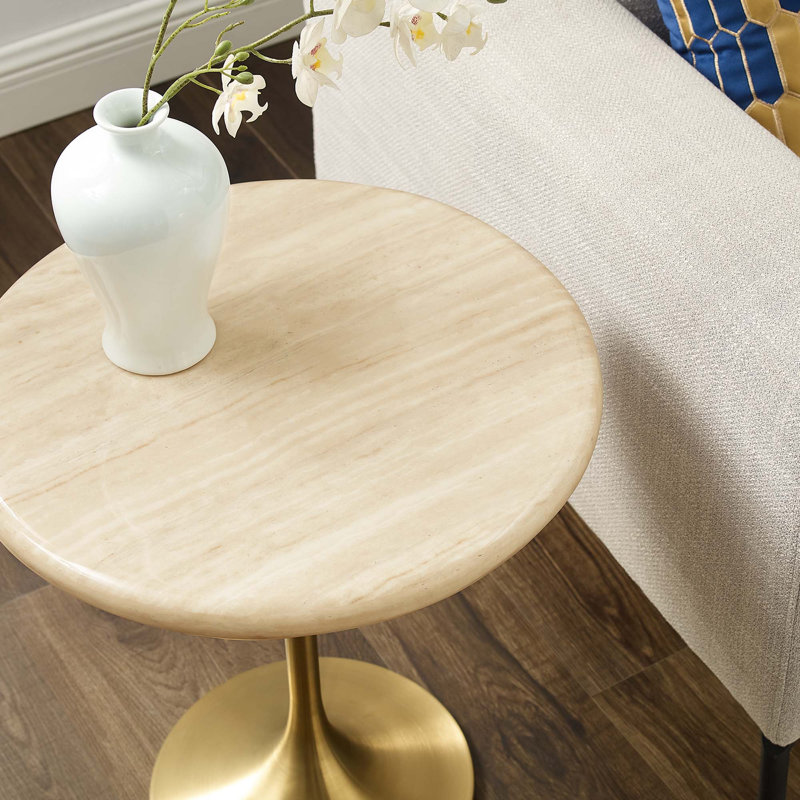 Modway Lippa Pedestal End Table, Gold