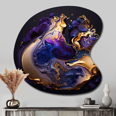 Abstrait marbre géode mauve II - impression murale asymétrique à l'encre liquide, sculpture murale