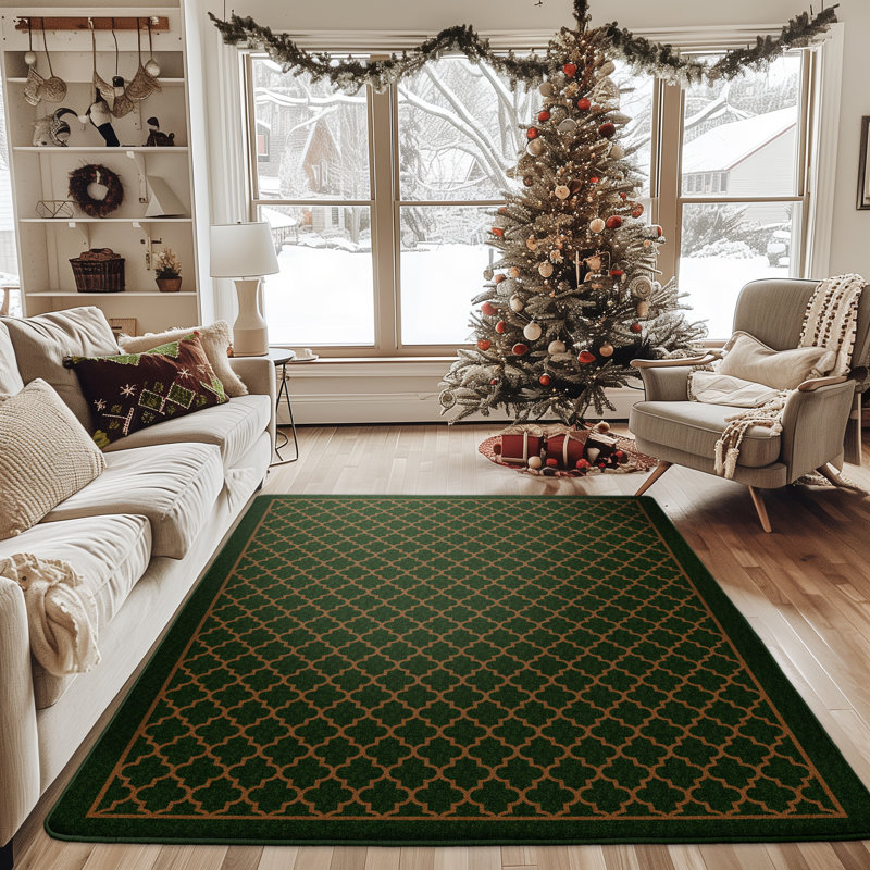 Courtepointe Winter, vert cèdre, Rectangle 3 pi 10 po x 5 pi 4 po