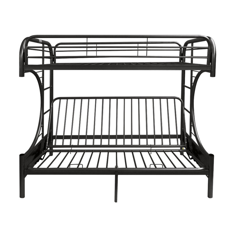 Alycea Futon Bunk Bed with Built-in Ladders, Twin Over Full, Black