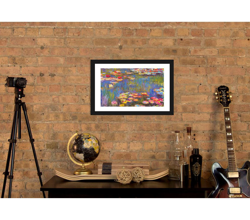 « Les Nymphéas, 1916 » par Claude Monet, reproduction sur papier, H 24 po x l 32 po, Papier dans un cadre photo, Noir