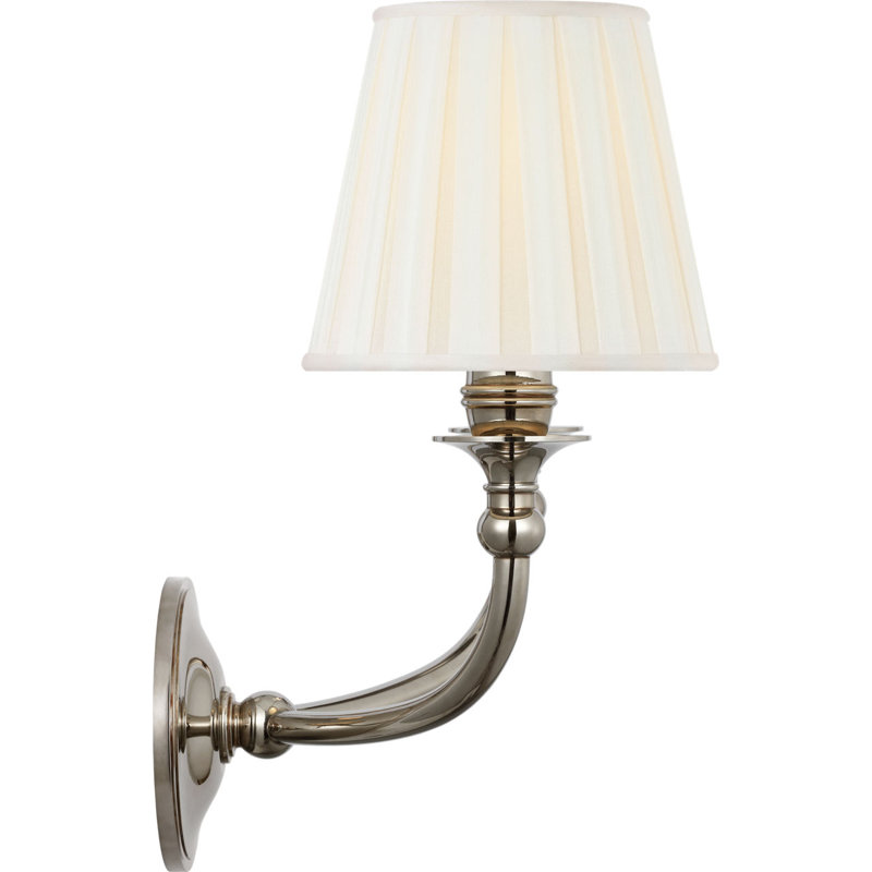 Embers 12" Double Sconce with Silk Box Pleat Shades, Butler's Silver