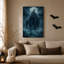 Impression sur toile, "Château gothique sur une mer orageuse sous la pleine lune"-993080922