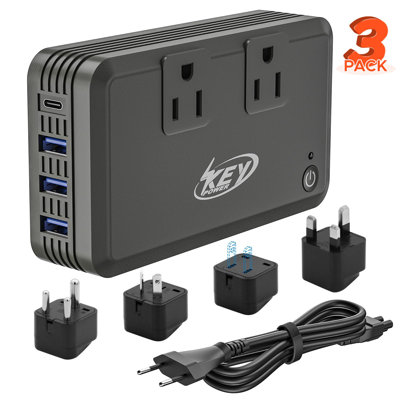 Key Power 220V to 110V Voltage Converter, 230W Step Down International Power Converter Adapter Combo with UK/ AU/ US/ EU Travel Adapter