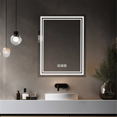 36" X 28" Wall Mounted Bathroom Led Mirror, 5 Mins Defogging, 3 Colors Adjustable, Enticing Hd Reflection , Dimmable, Excellent