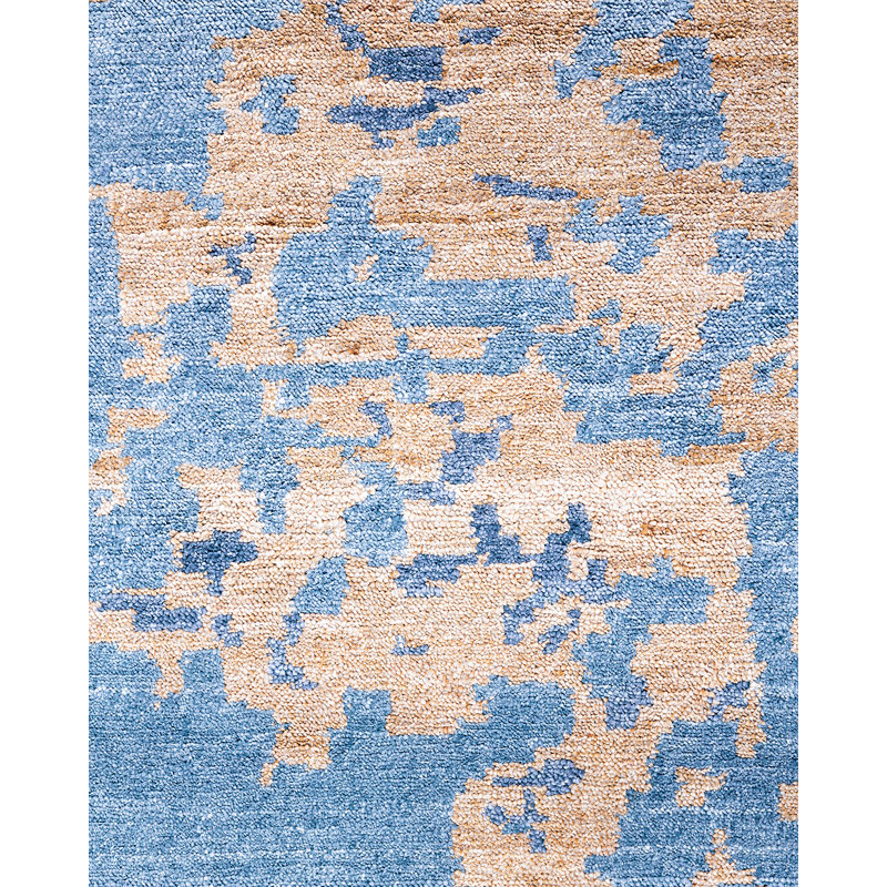 Luxurious Blue Hand-Knotted Silk Rectangular Area Rug