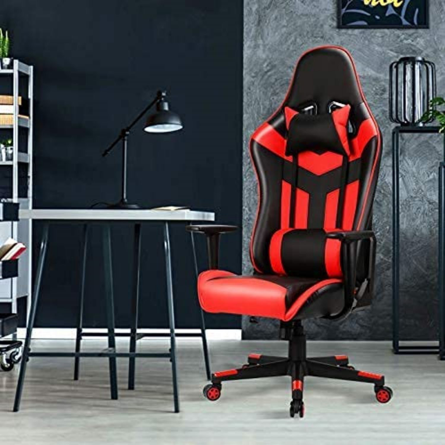 Red Ottoman Gaming Chair Ergonomic Swivel Computer Office High