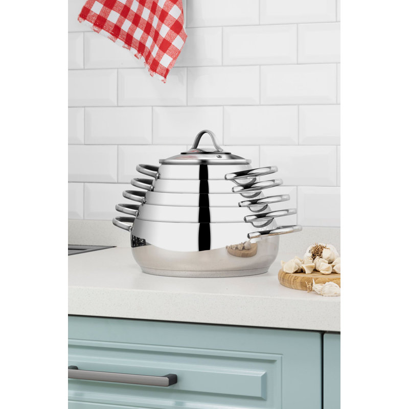 Premium 10-Piece Aluminum Pot Set, Silver | Includes 6 Pots (6.3 x 3.1 in, 7.1 x 3.1 in, 7.9 x 3.1 in, 8.7 x 3.1 in, 9.4 x 3.1 in) & 4 Lids | Induction & Gas Stove Safe | Durable, Lightweight, Perfect for Everyday Cooking