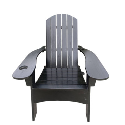 Fauteuil Adirondack en bois noir avec trou pour parasol pour l'intérieur et l'extérieur