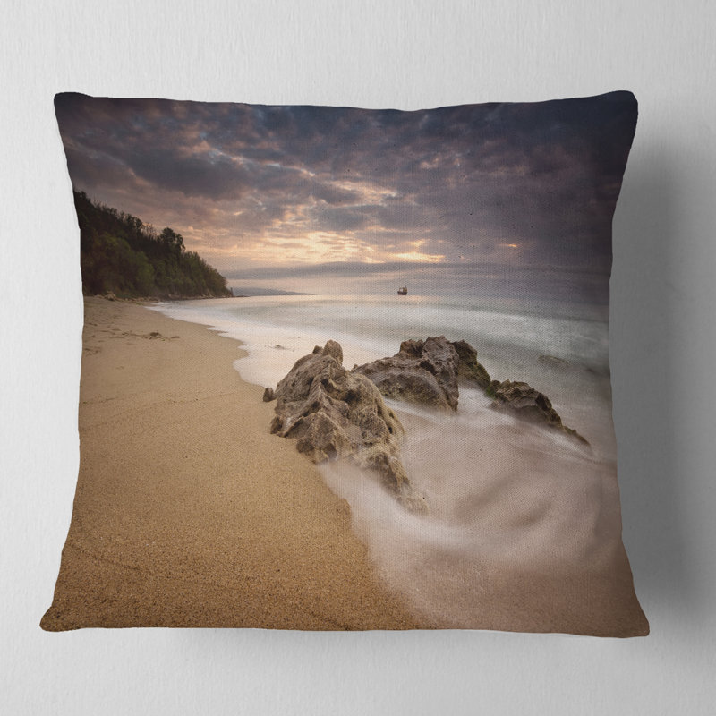 Coussin lombaire de mer pacifique de mer avec vagues, Square 16" x 16"