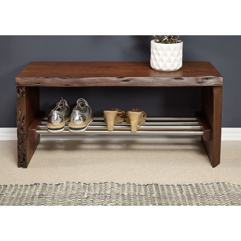 Pure Acacia Solid Wood Bench, Brown