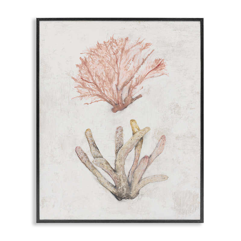  «Peach Coral P pièces», art de la giclée encadrée par Filippo Ioco, H 30 po x l 24 po, Giclée encadrée noir minuit