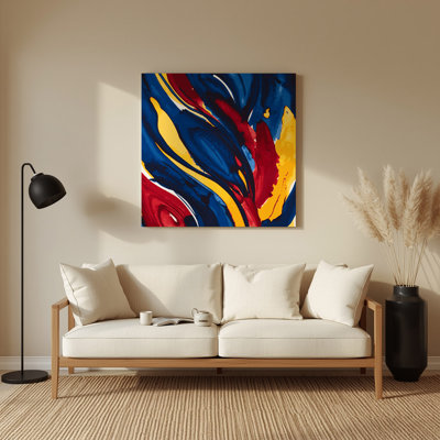 Aquarelle abstraite, art mural en métal bleu 56