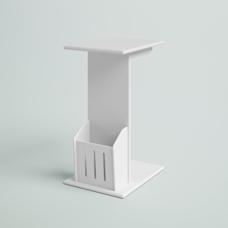 Edwin 24" Tall C End Table with Magazine Holder, White
