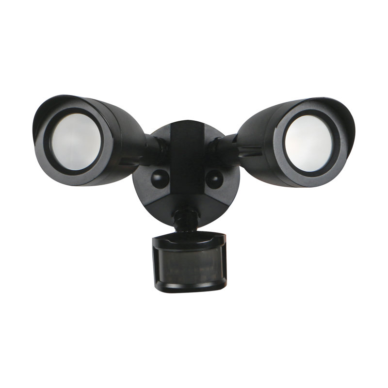 Black Dual Head LED Outdoor Security Flood Light with Motion Sensor