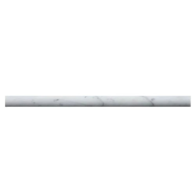 12 in. L x 0.75 in. W Marble Round Tile Trim, Honed White Carrara