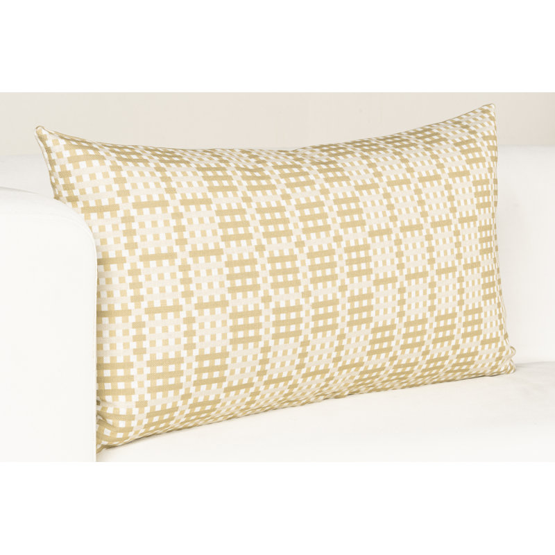 Pixel Check Accent Pillow, Feather, Sand/Beige Geometric, Rectangular 12"H x 21"W