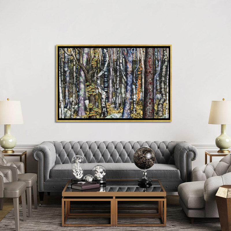 « Copse » par Maggie Vandewalle-reproduction d’art, Toile encadrée d'or, H 40 po x l 60 po x 1,5 po, Pas de tapis
