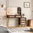 Makeup Vanity Desk with 5 Drawers and Storage Shelf, Rattan Drawer Design, 3 Color Modes and Adjustable Brightness Dressing Table-129412421