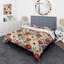 Ensemble de housse de couette à motif floral rétro rouge et beige-467130253