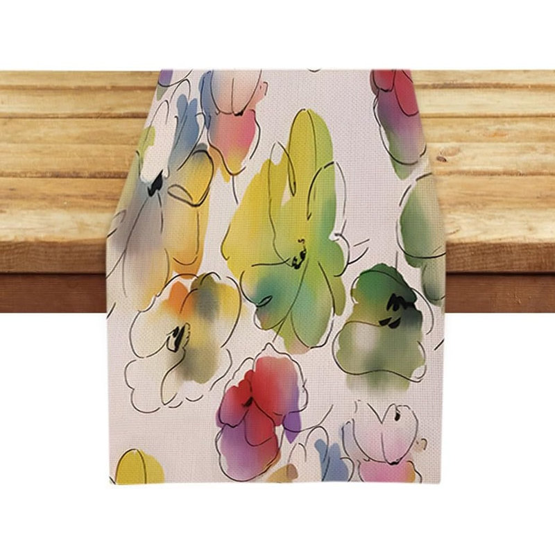 Colorful Floral Table Runner - Multi-Color - Spring/Summer, Kitchen & Dining Decor, Holiday & Party Accent, 9.3" L x 7" W