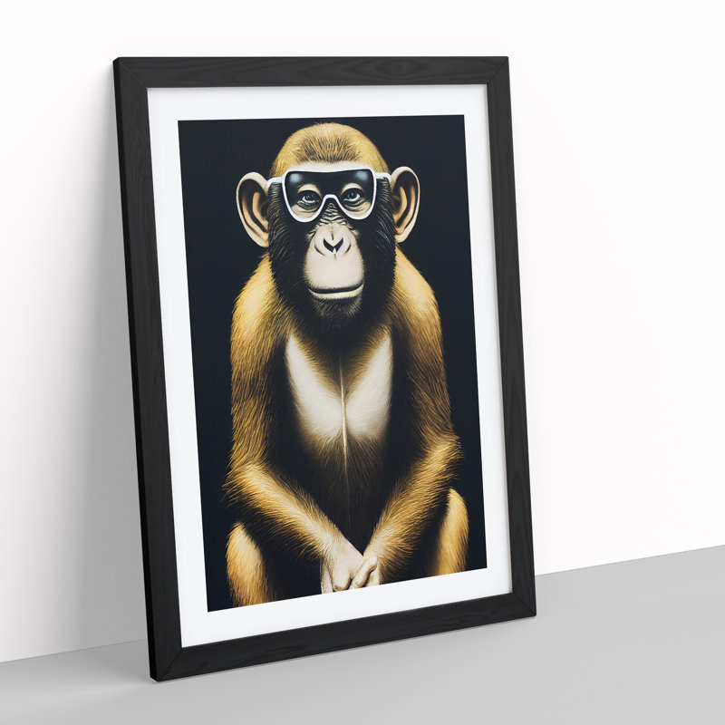 Clever Monkey - Single Picture Frame Print, Black, 34cm H x 25cm W x 2cm D