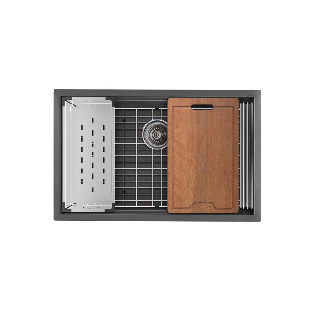 Tourner 30 x 19 Stainless Steel, Single Basin, Undermount Kitchen Workstation Sink Swiss Madison 