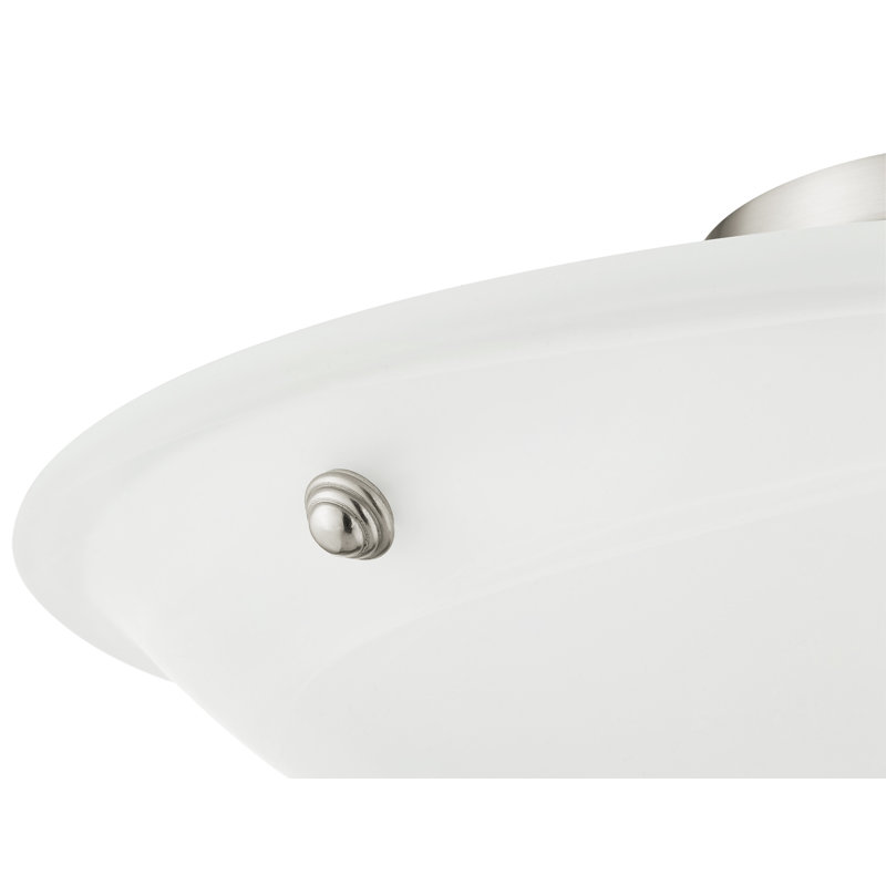 Plafonnier semi-encastré 3 lumières Aneudi, Nickel brossé, H 8 po x l 20 po x p 20 po