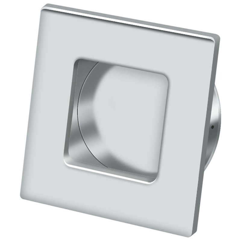 Deltana FPS234U3-UNL Flush Pull, Square, HD, 2-3/4" x 2-3/4", Solid Brass in Unlacquered Brass, Polished Chrome
