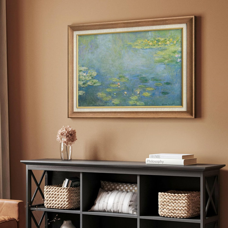 "IDÉE4WALL", art mural encadré de nénuphars de haute qualité par Claude Monet, Pas de tapis, Encadré naturel