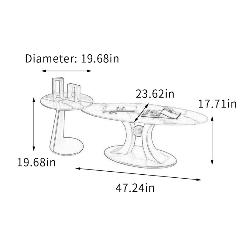 Rowden, Blanc / gris clair, H 17,71 po x L 47,24 po x l 23,62 po