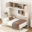 Lit escamotable double avec armoires de rangement, beige