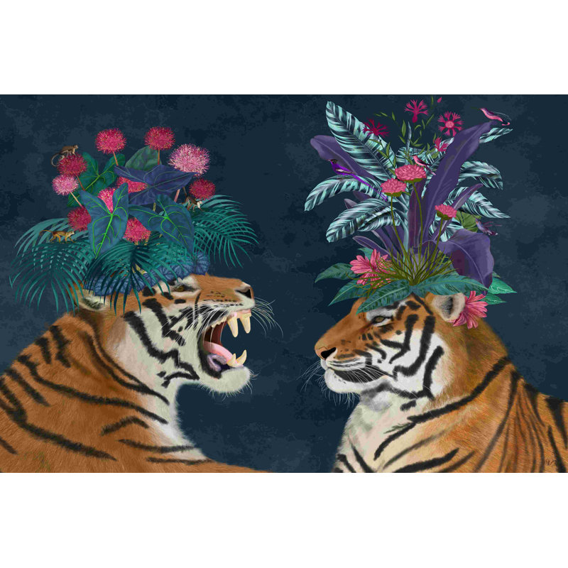 Hot House Tigers, paire, foncé, H 20 po x l 30 po x P 1,25 po
