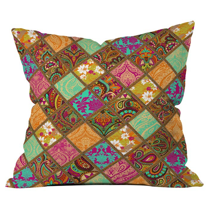 Coussin intérieur / extérieur Patchwork, 20 po x 20 po, Orange