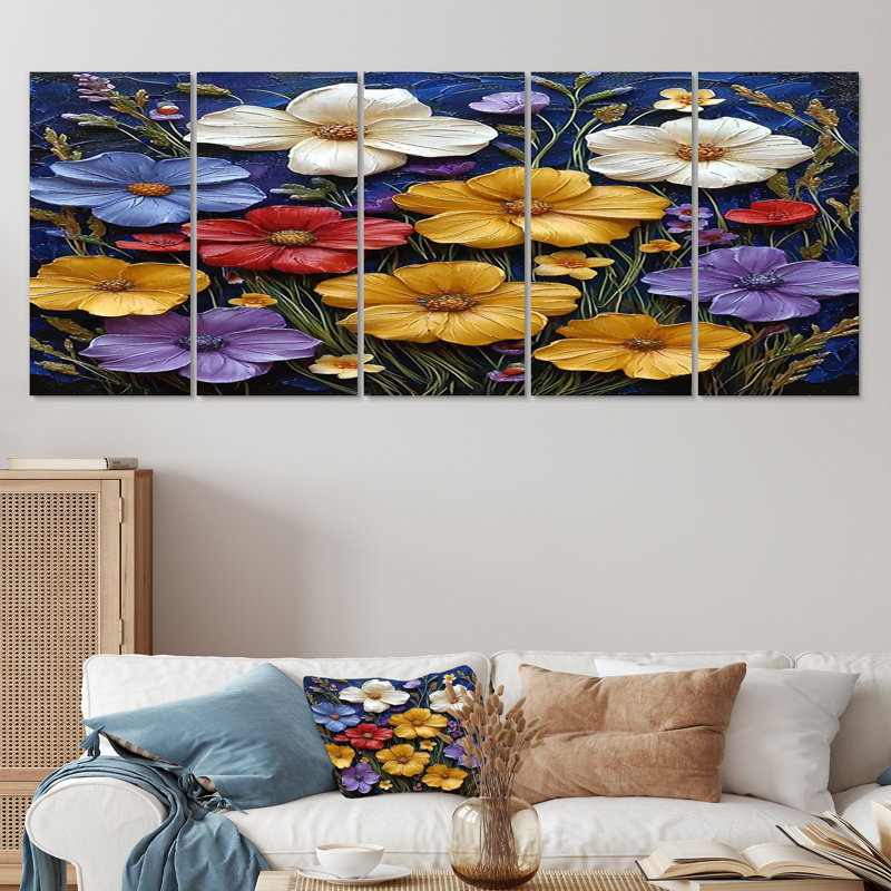 Alta - Ensemble de 5 décorations murales fleurs sauvages, H 32 po x l 80 po
