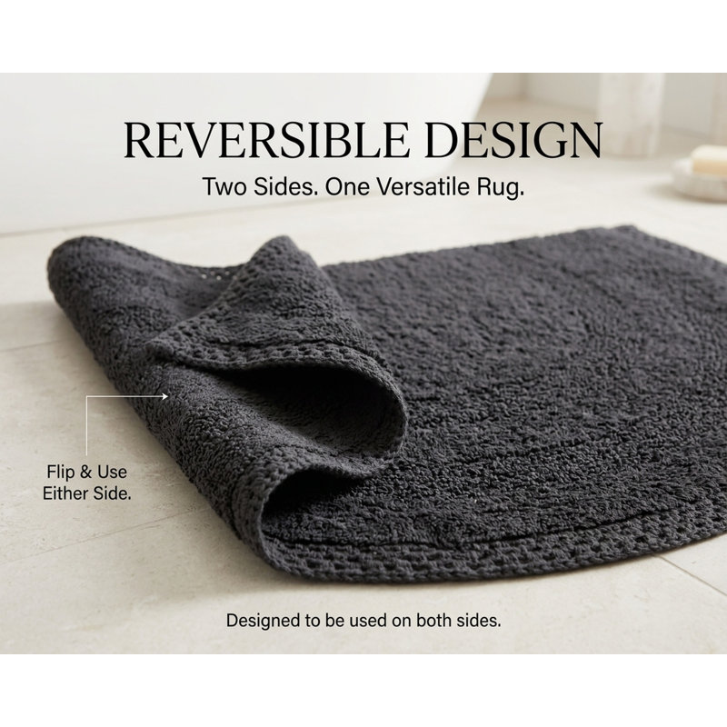 Adiraica 100% Cotton Bath Rug, Black