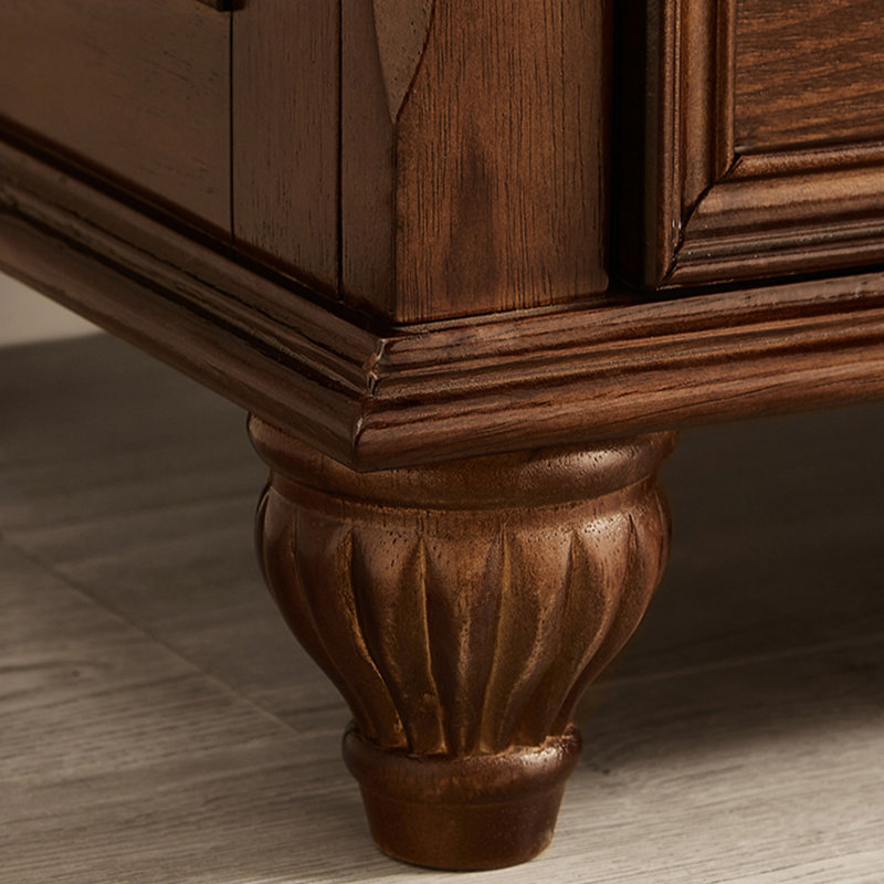 Buffet en bois de noyer massif, Noyer, H 60,24 po x l 39,37 po x P 17,72 po