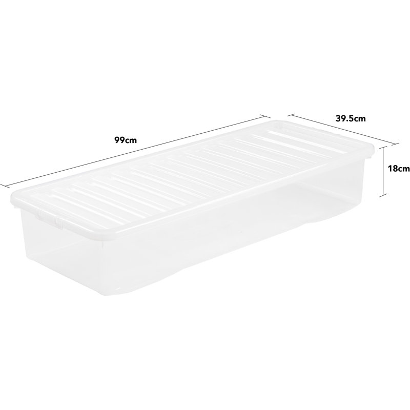 Wham Crystal 55L Plastic Storage Box Pack of 3 Clear, Clear