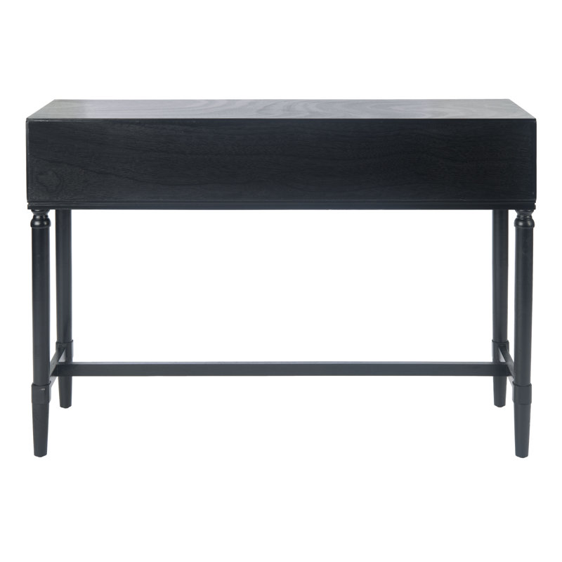 Riviera Elegance Black Wood and Metal Console Table with Storage