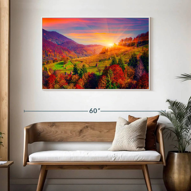 Mountain Autumn Sunrise, 46" X 31", Floating Frame White