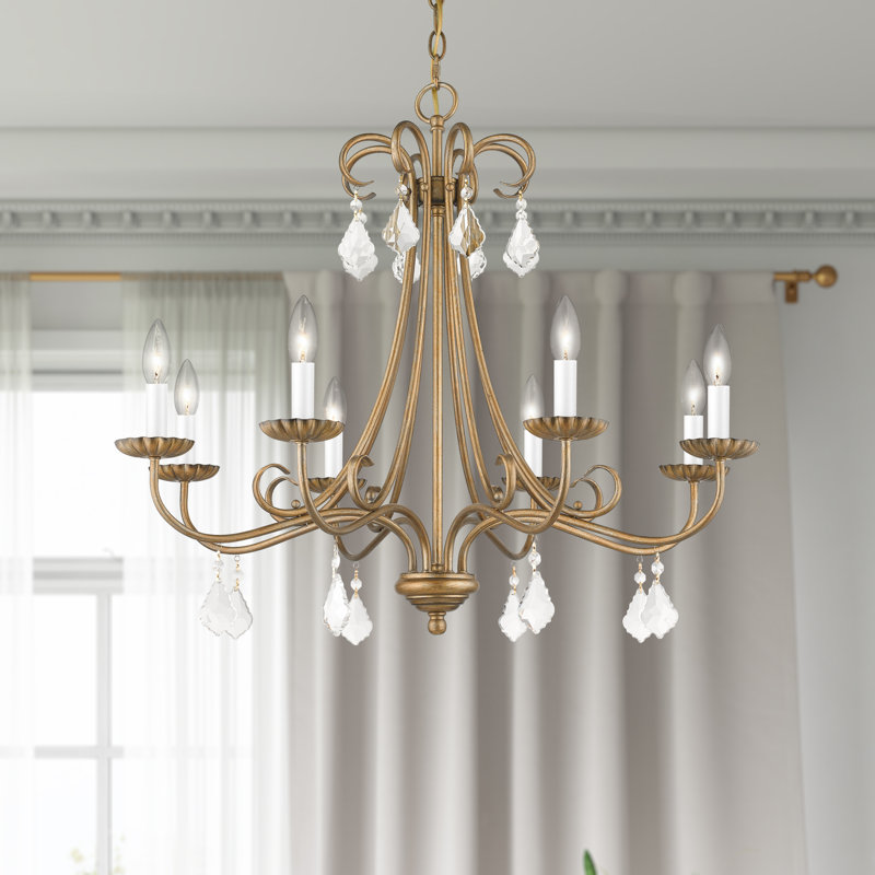 Gilbahar 8 - Light Dimmable Chandelier, Antique Gold Leaf
