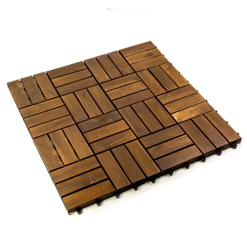 10 PC Acacia Wood Floor Tiles - Snap On Installation  High-Quality Indoor And Outdoor Laying Suitable For Terraces  Decks  And Pool Edges
