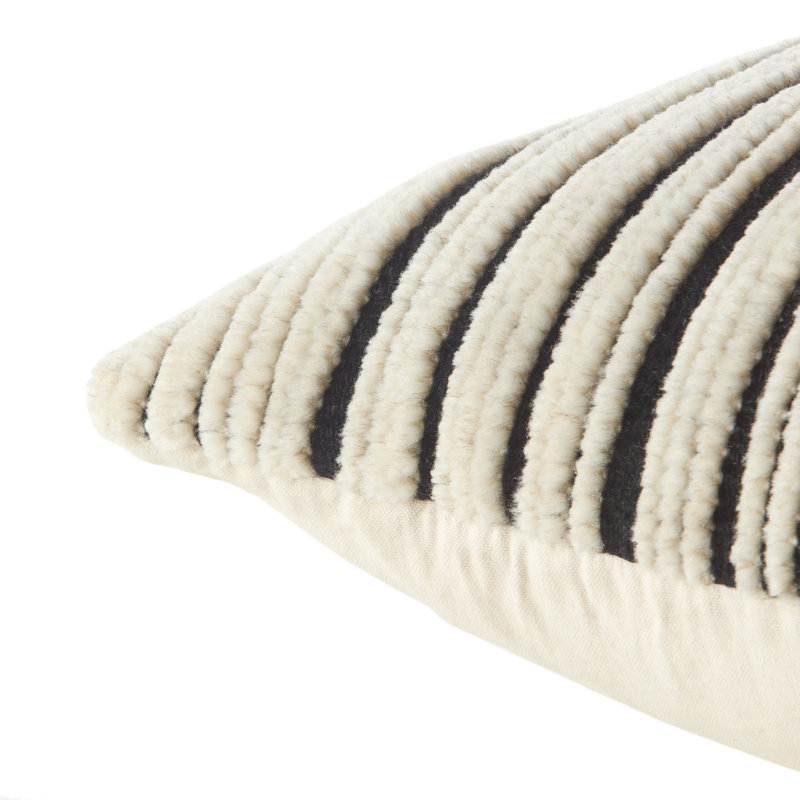 Coussin Bacci, Rayures noires, Housse de coussin seulement - sans insert, Carré 24 po