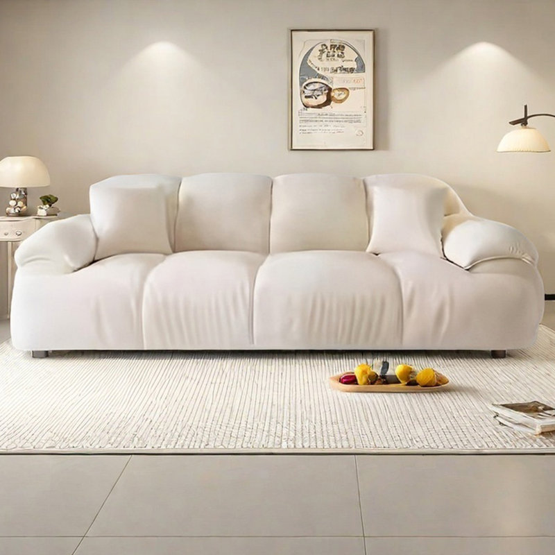 Creamy retro in-line marshmallow cat scratch sofa, 27.55" H x 70.86" W x 39.76" D